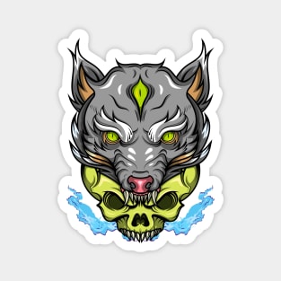 WOLF HEAD IN SKULL Magnet