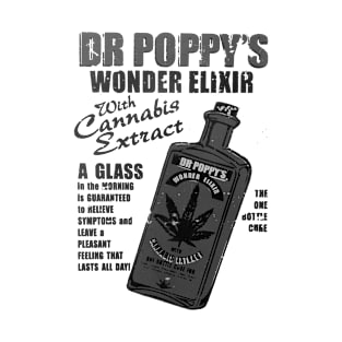 Dr Poppy's Wonder Elixir with Cannabis Extract B&W T-Shirt