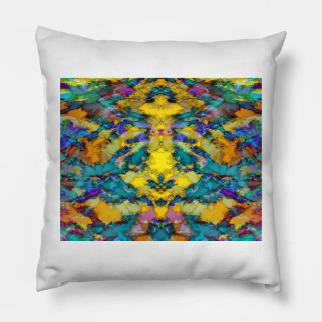 Interlocking ghosts yellow Pillow by Keith Mills