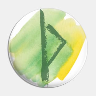 Thurisaz, Watercolor in Green and Yellow (Runes & Watercolors) Pin