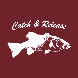 Catch and Release Series, Bass, White color T-Shirt