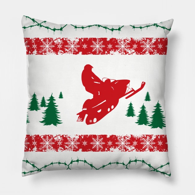 Snowmobile Christmas Pillow by OffRoadStyles