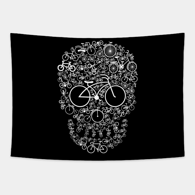 Skull Bicycles Abstract Tapestry by Mako Design 