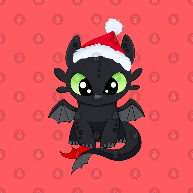 Santa Dragon Christmas, night fury, baby dragon toothless, how to train your dragon by PrimeStore