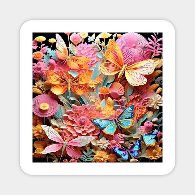 Pink and yellow butterflies Magnet by bogfl