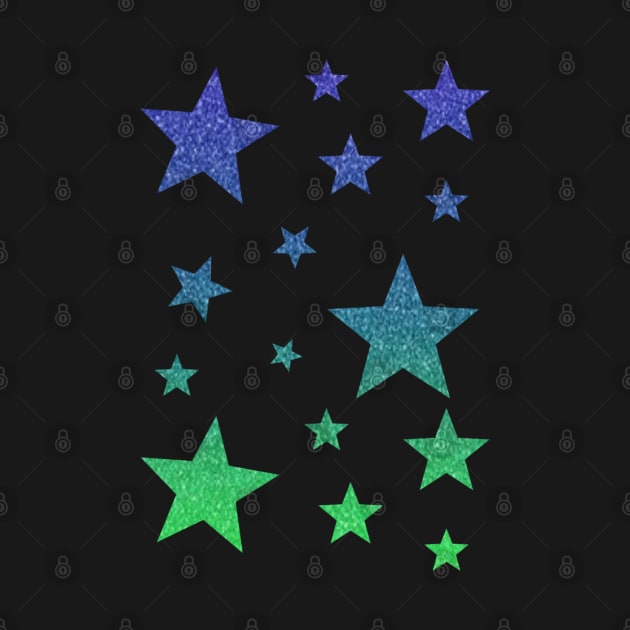 Blue Green Ombre Faux Glitter Stars by Felicity-K