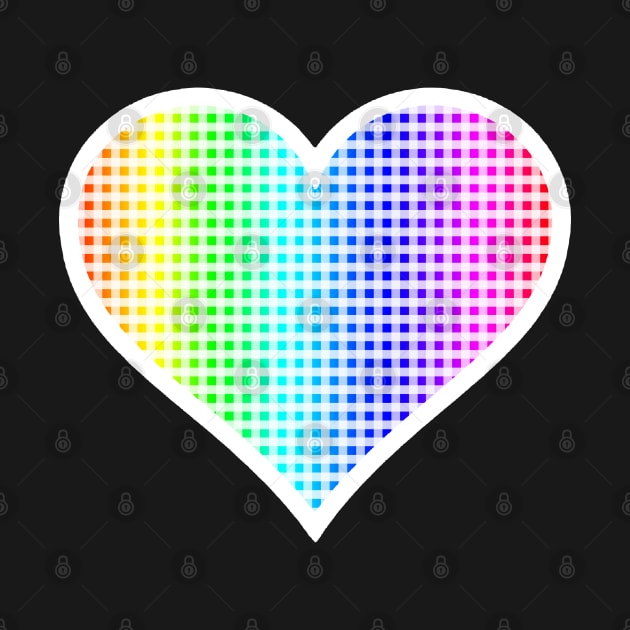 Rainbow and White Gingham Heart by bumblefuzzies