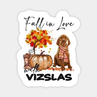 Fall In Love With Vizslas Fall Pumpkin Thanksgiving Magnet