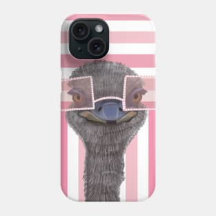 Funny Ostrich on Pink Stripes Phone Case