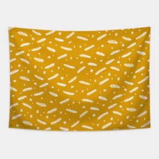 Christmas branches and stars - yellow and white Tapestry