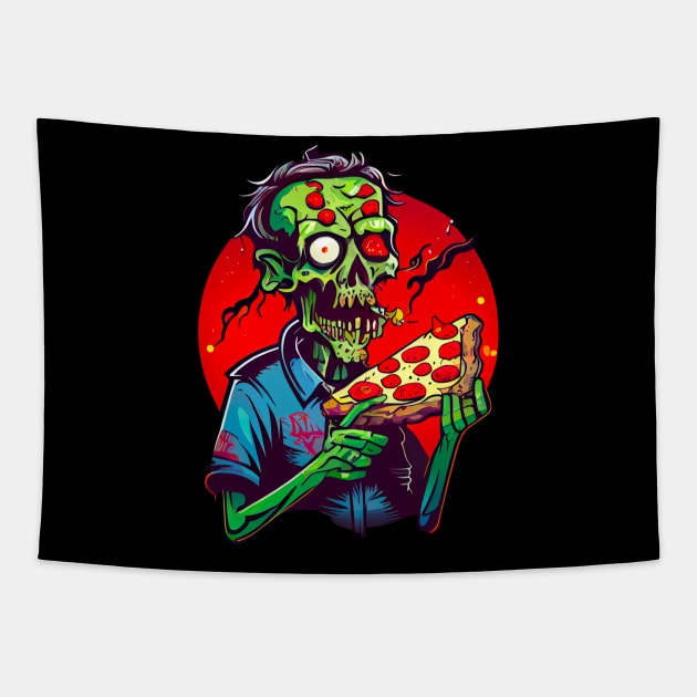 Zombie Pizza Tapestry by marcovhv