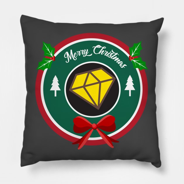 yellow diamond merry christmas wreath Pillow by almorta