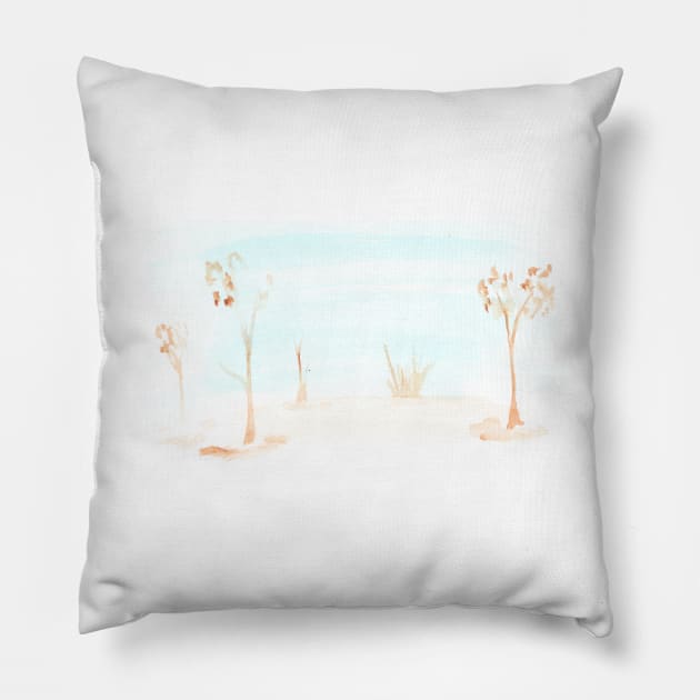 Landscape, watercolor, background, nature, trees, autumn, summer, rural landscape, tranquility, meditation Pillow by grafinya