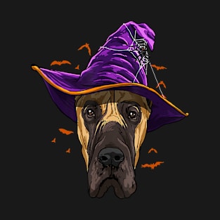 Great Dane Witch Hat Funny Halloween Dog Lover T-Shirt