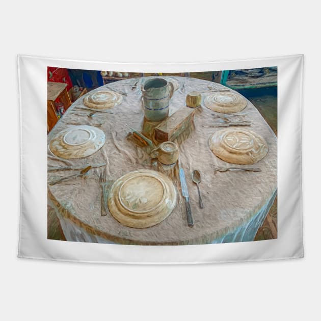 Dust Bowl Dinner Table Tapestry by Debra Martz