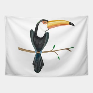 Watercolor tropical toucan design Tapestry