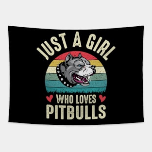 Pitbull  Lovers , Just A Girl Who Loves Pitbulls Funny Pitbull Mom Womens Tapestry