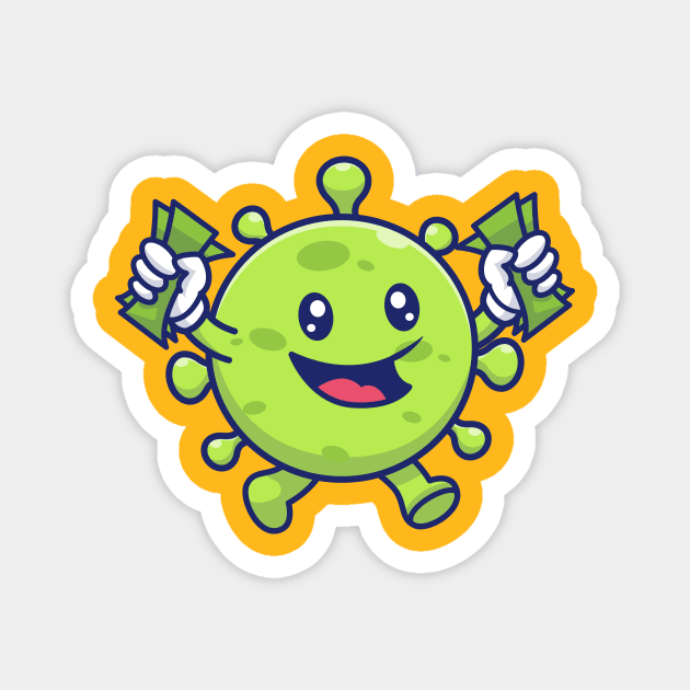 Cute virus with money cartoon 3 Magnet by Catalyst Labs