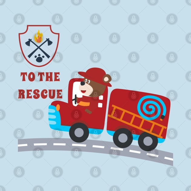 Fire rescue car with funny firefighter by KIDS APPAREL