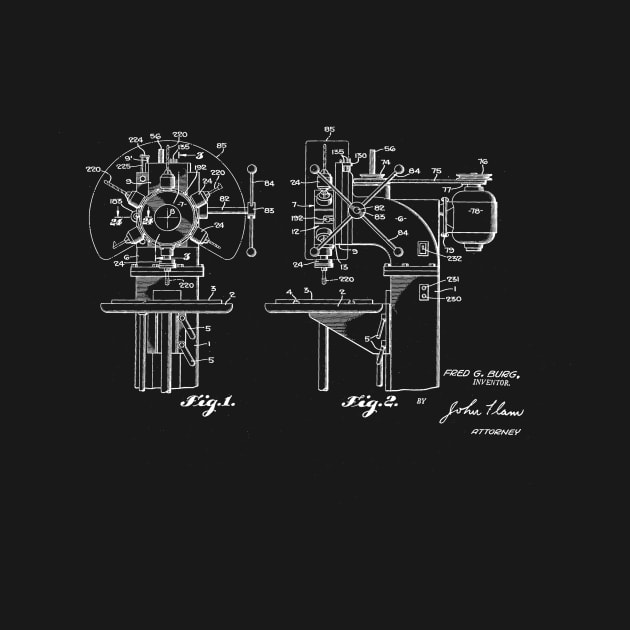 Drill Press Machine Vintage Patent Drawing Drill TShirt TeePublic