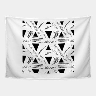 Black and white triangles and lines. Seamless pattern Tapestry