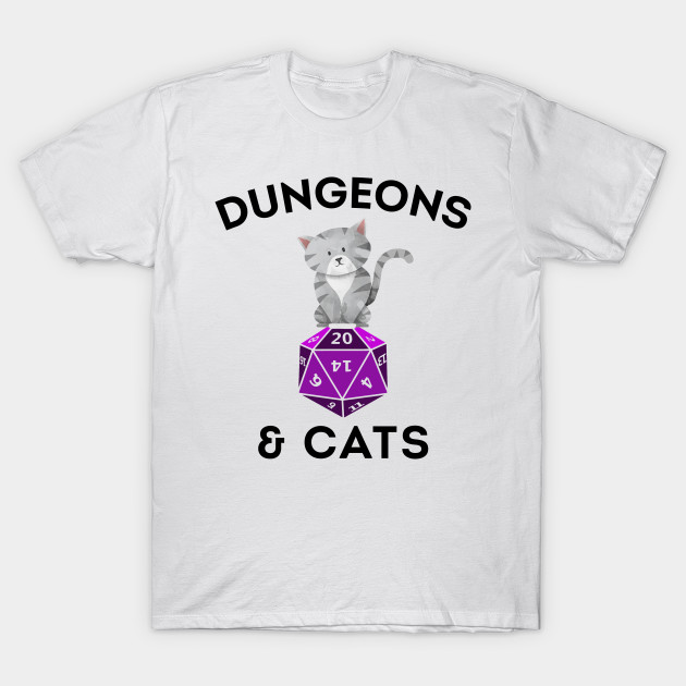 Dungeons And Cats Nerdy Rpg Cat Dragon D20 Dice Men Women T