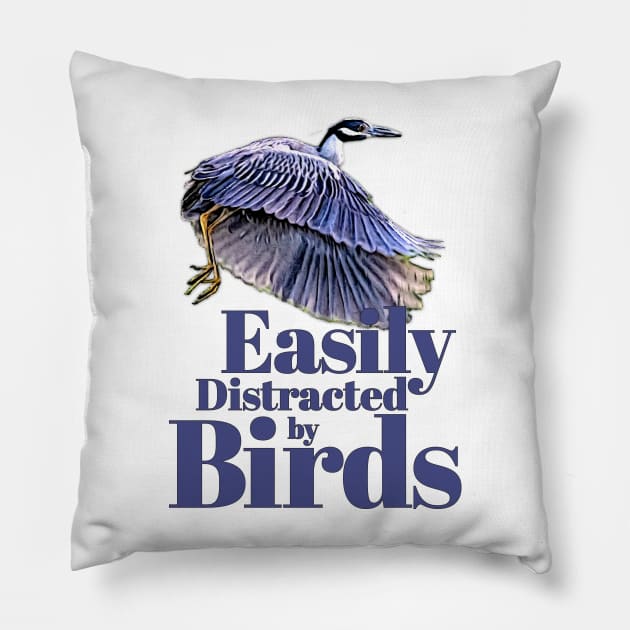 Easily Distracted by Birds - Yellow-crown Night Heron 1 Pillow by Ripples of Time