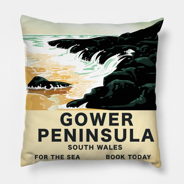 Gower Peninsula South Wales Pillow by nickemporium1