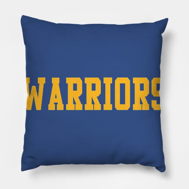 Warriors (yellow athletic text) Pillow by tropicalteesshop