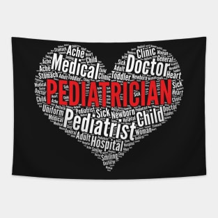 Pediatrician Heart Shape Word Cloud Pediatric Graduation print Tapestry