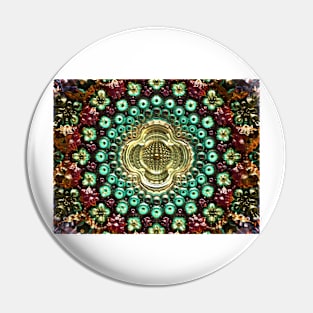 Golden Hearted Cross of Flowers Pin