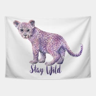 Stay Wild Pink Leopard Tapestry