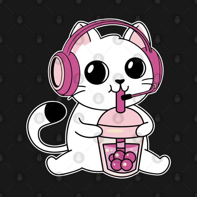 Gamer Cat Drinking Bubble Tea by Bruno Pires