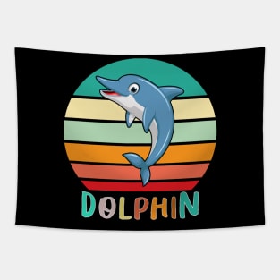 Vintage Retro Dolphin Tapestry