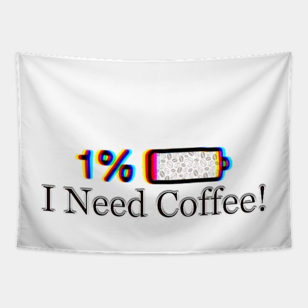 Funny Coffee TShirt- Low battery! I Need Coffee! Tapestry by Hani-Clothing