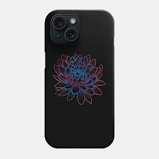 Colorful chrysanthemum or Mums flower drawing - light blue faded to red and purple Phone Case