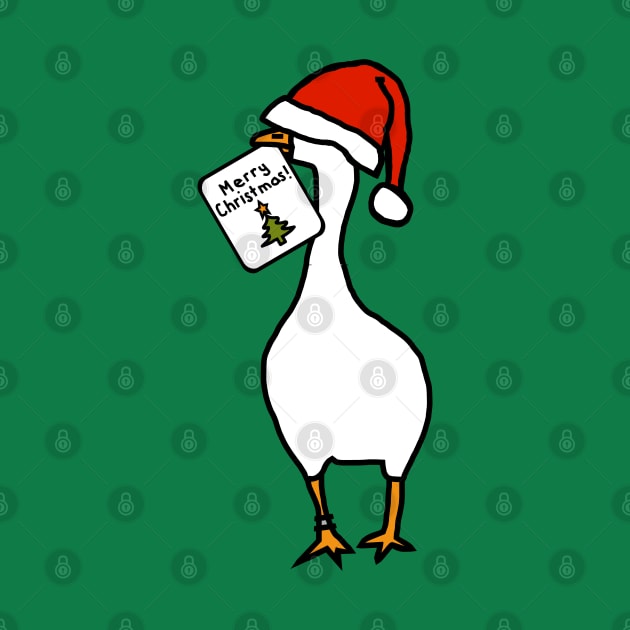 White Goose in Hat Steals Christmas Card by ellenhenryart