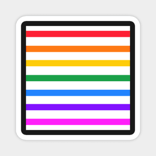 White and rainbow stripes - horizontal Magnet