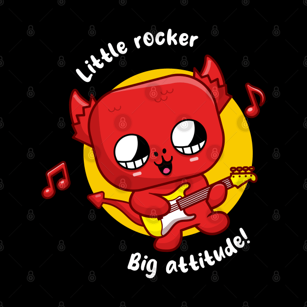 Cheeky little devil playing guitar (on dark colors) by Messy Nessie