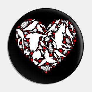 Parrots Bird Heart Love Pin