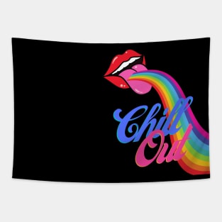 Chill Out Rainbow Lips Retro Tapestry