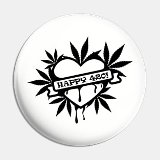 Happy 420 - I Heart Cannabis Pin