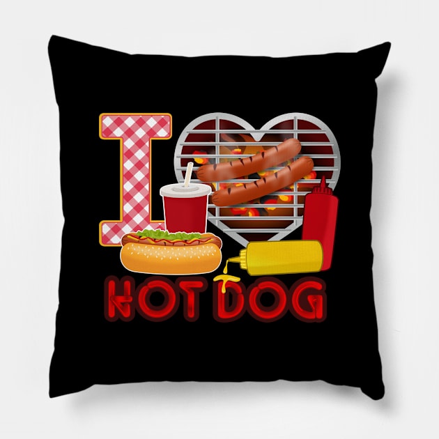 I love Hot Dog Pillow by Cheer Tees