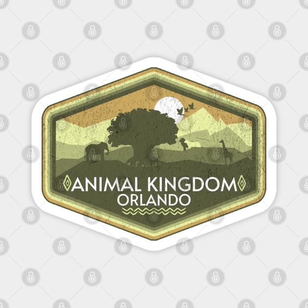 Animal Kingdom Orlando Retro Vintage Distressed Florida Design Magnet by Joaddo