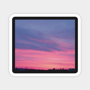 clouds sunset winter evening aesthetic photography pink violet blue orange Magnet