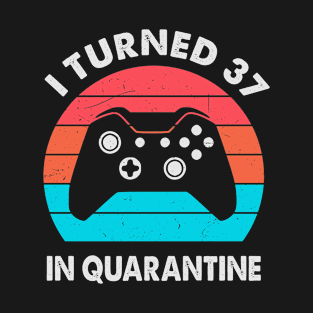 I Turned 37 In Quarantine - Retro Sunset Vintage 1983 37th Birthday Gift T-Shirt
