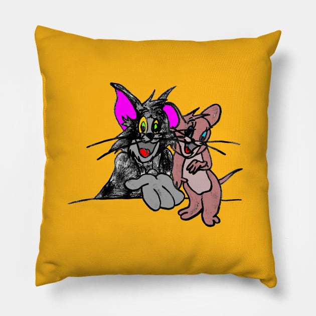 Tom and Jerry Cartoon Pillow by Maries Papier Bleu