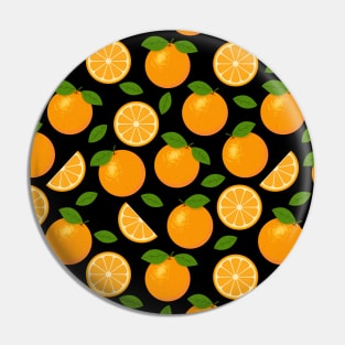 Orange Fruit Pattern on Black Background Pin