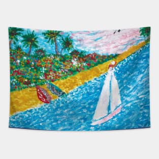 Sailing in the tropics Tapestry