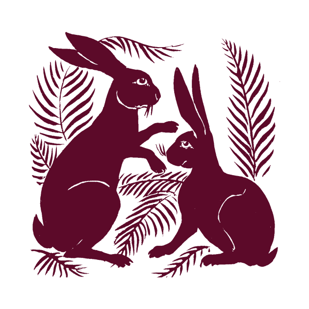 William de Morgan Burgundy Pink Hares or Rabbits by Pixelchicken